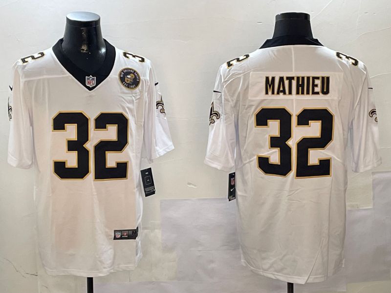 Men New Orleans Saints 32 Mathieu White Second generation 2024 Nike Limited NFL Jersey style 3
